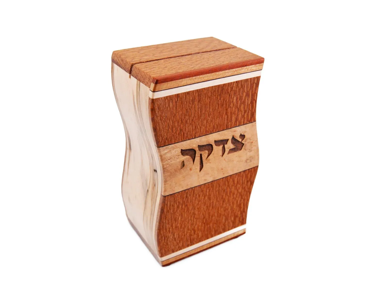 Wavy Leopardwood Tzedakah Box