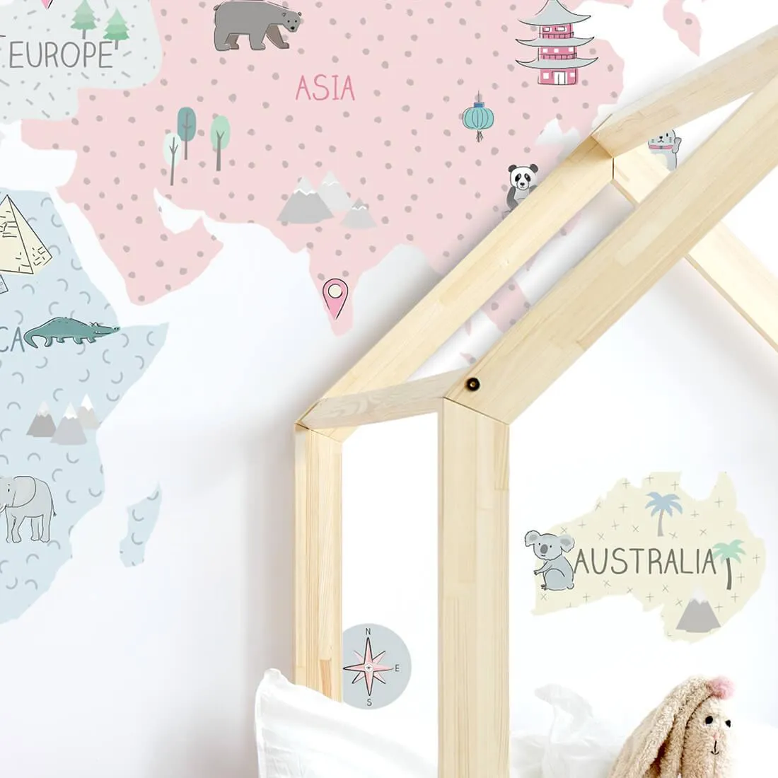 Wonders of the World Map Wall Sticker - Medium
