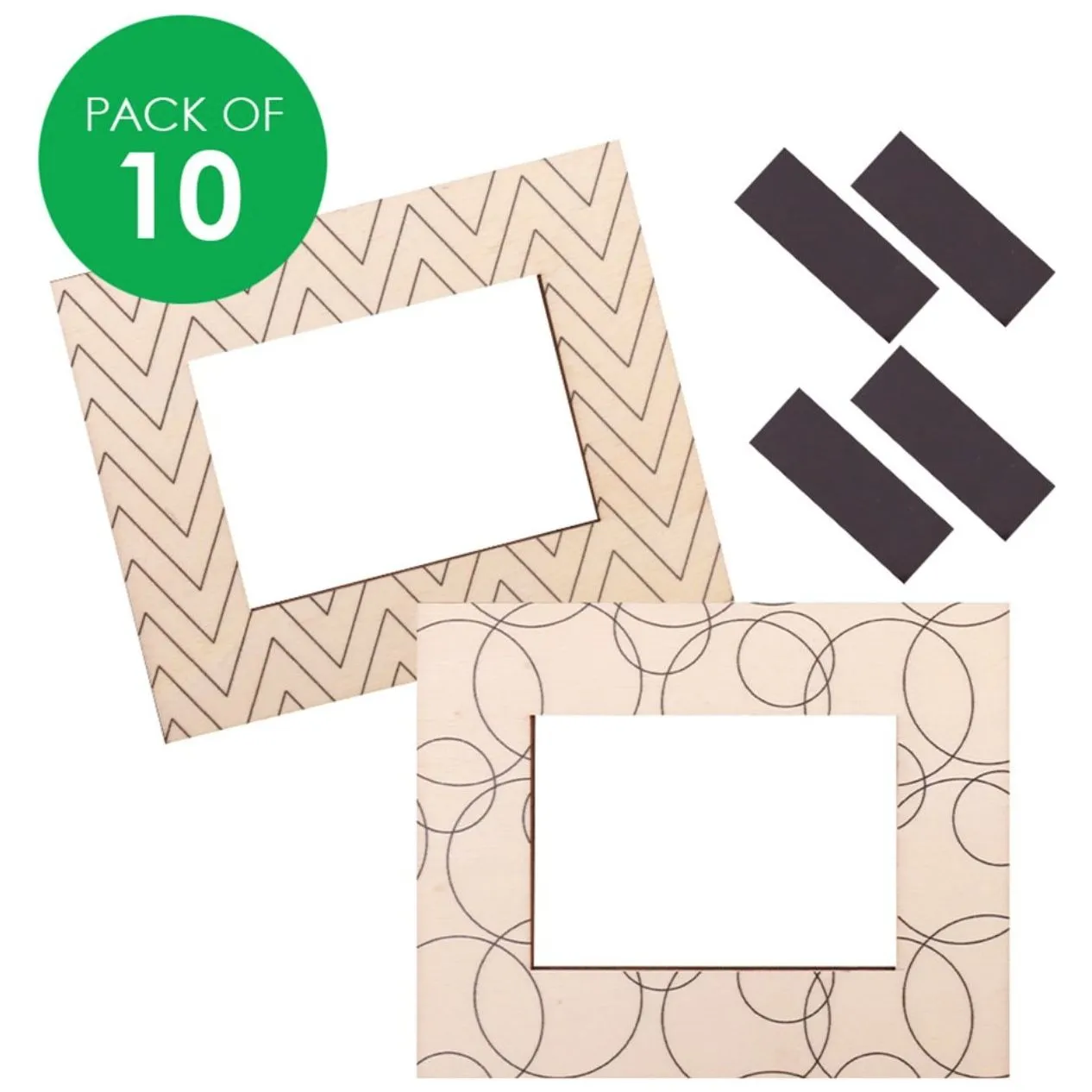Wooden Magnet Frames - Patterns - Pack of 10